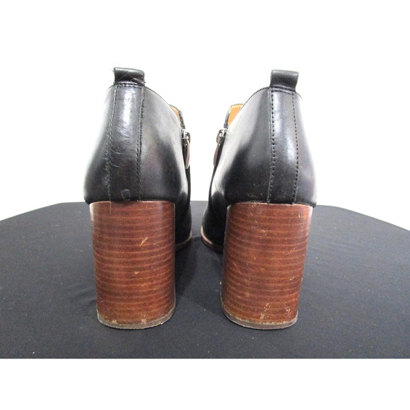 Franco Sarto Dante Black Leather Block Heel Ankle Booties Women 10 M - Picture 6 of 9